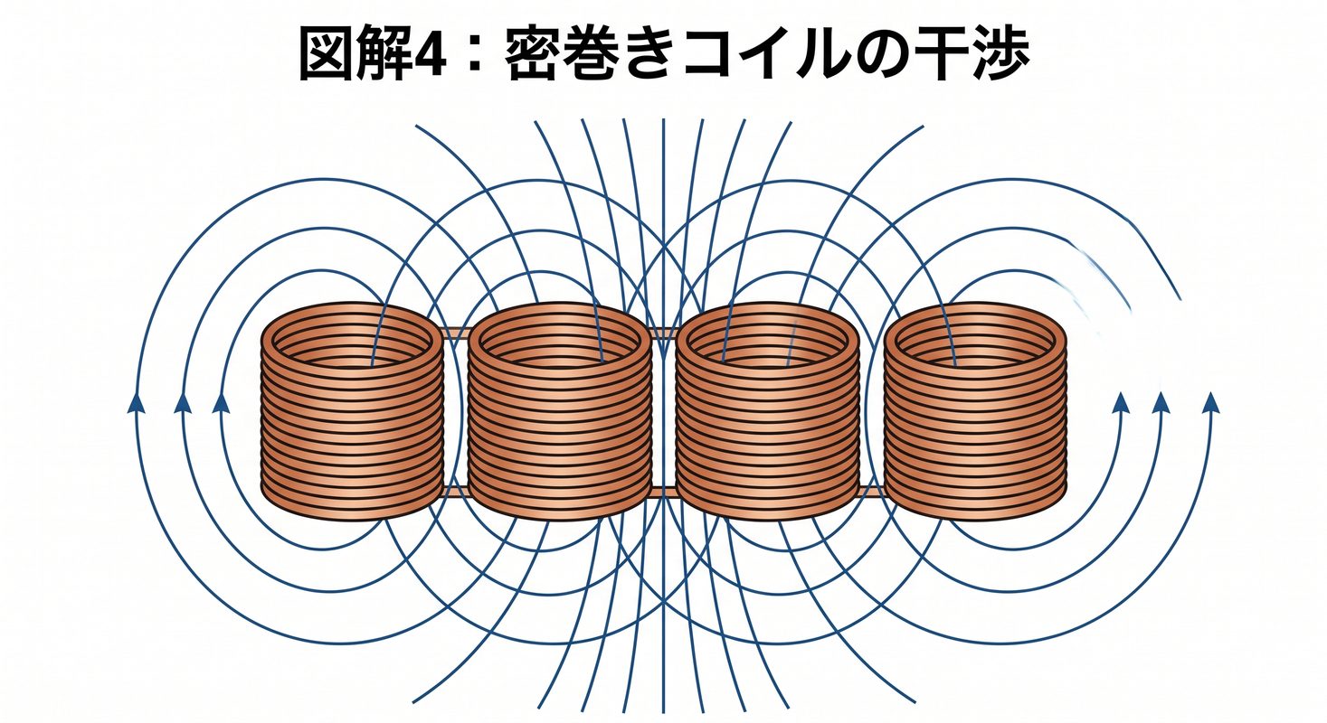 密巻きコイルの干渉